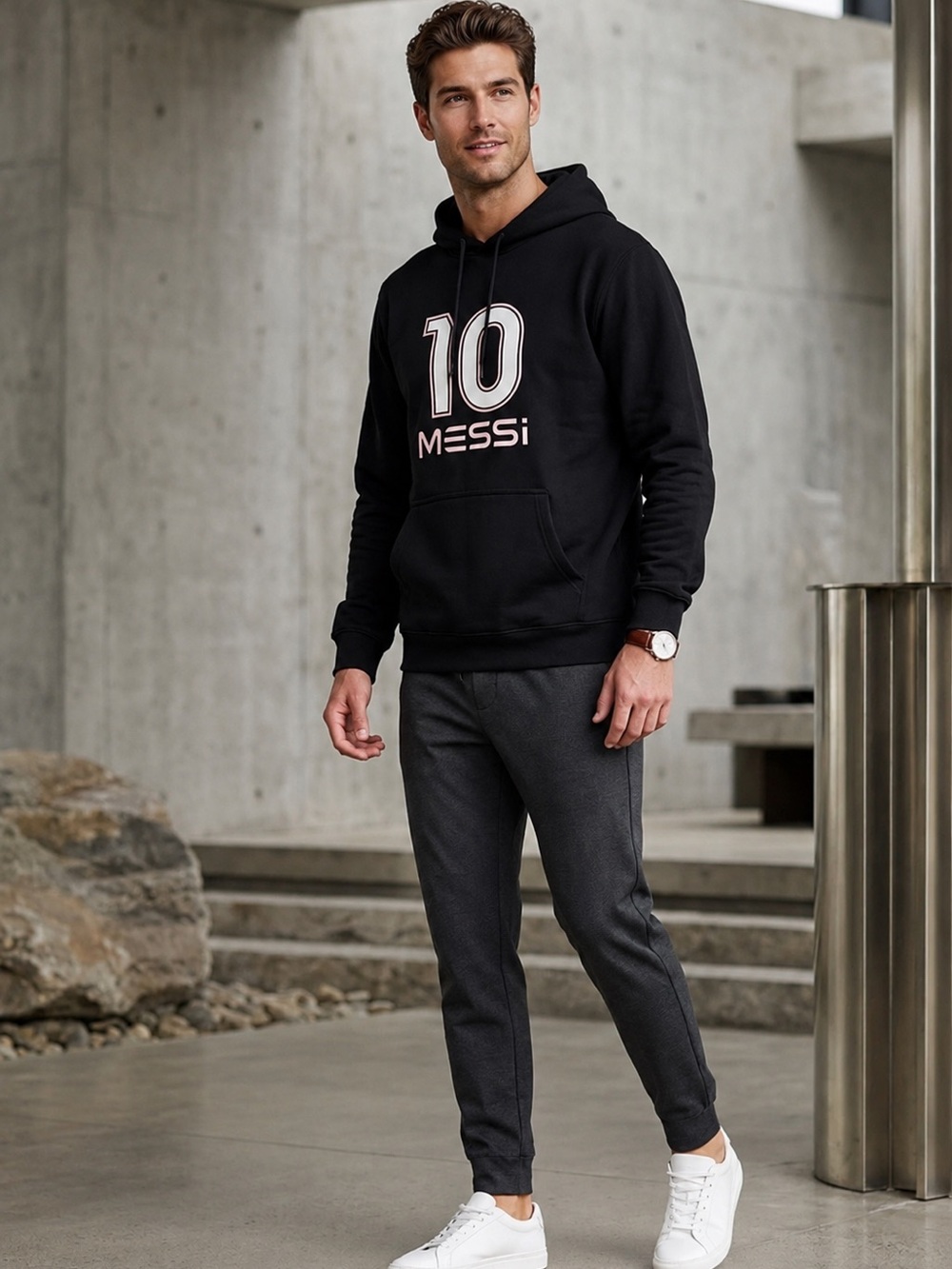 Messi 10 Black Performance Hoodie Jacket, Unisex, size 3XL